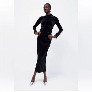 NWT Zara Draped Velvet Maxi Dress Size S
